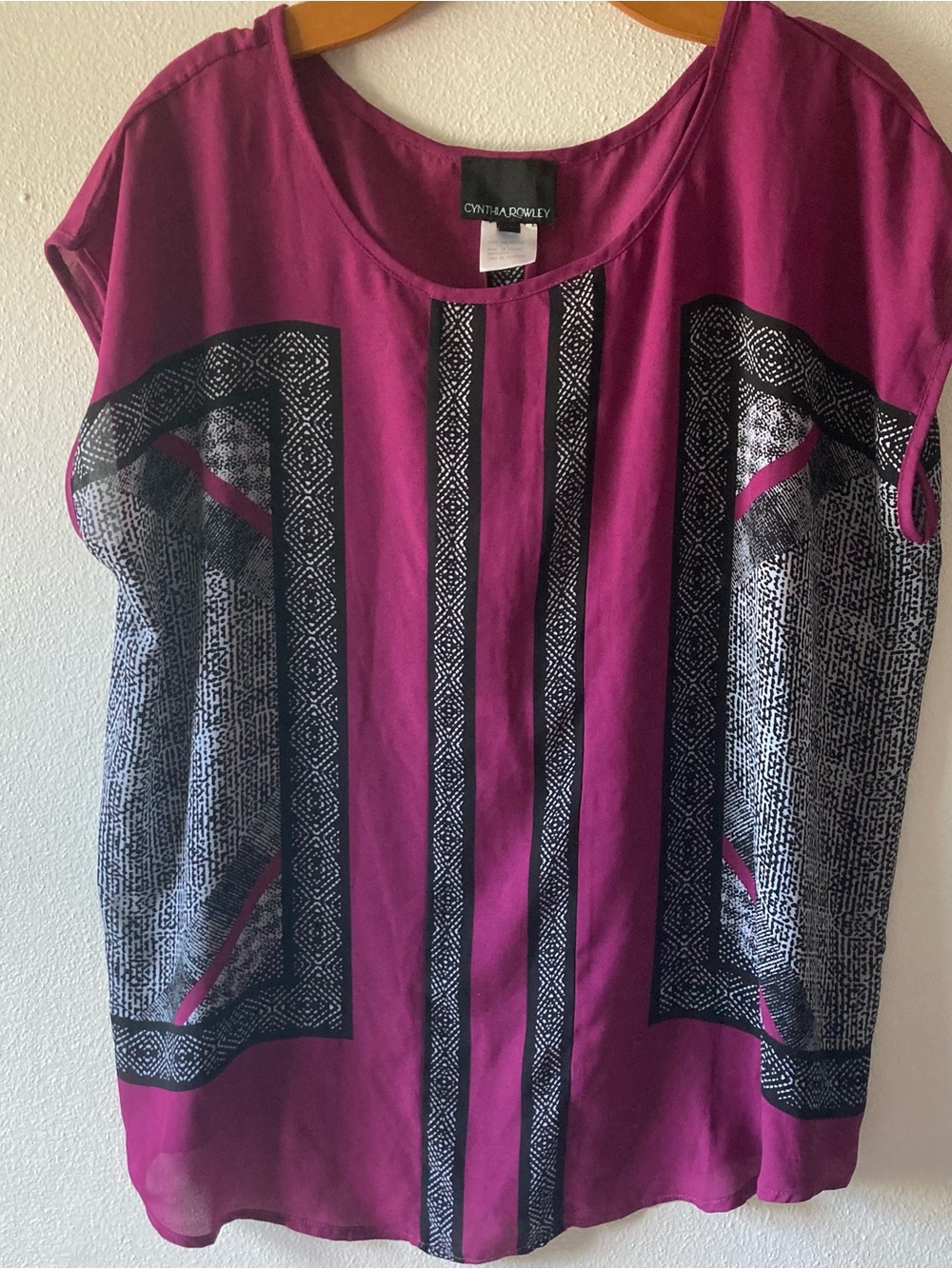 Cynthia Rowley Fuchsia Printed Short Sleeve Tunic
